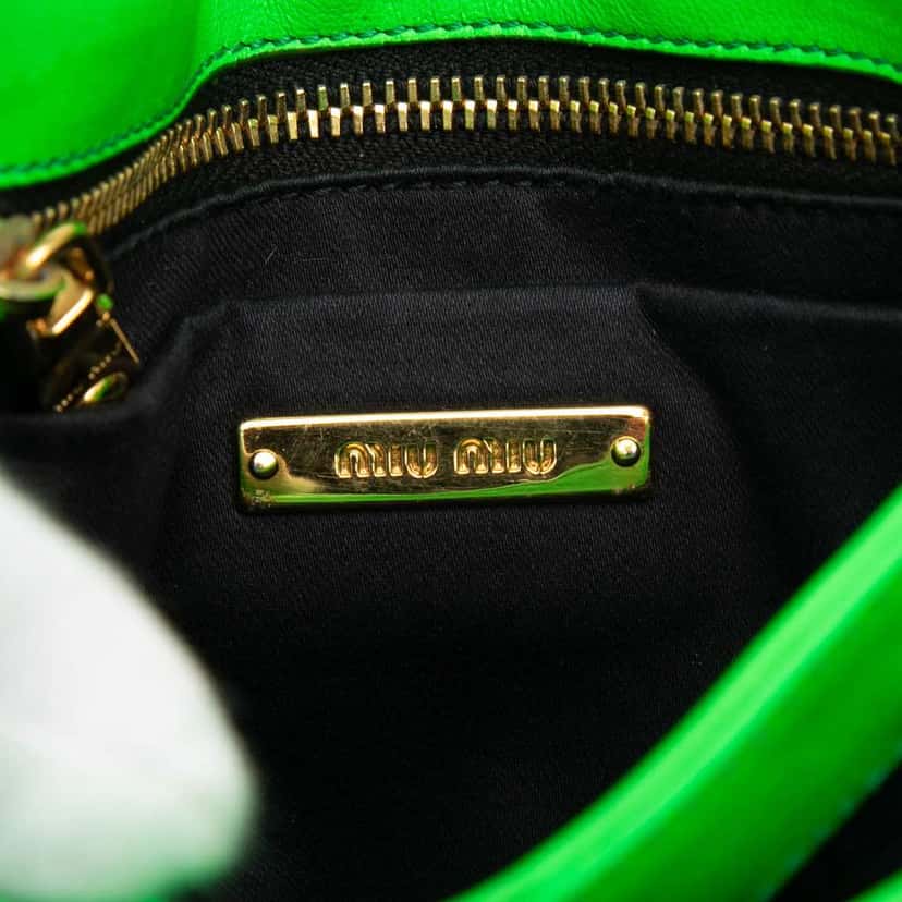 Miu Miu Leather Wing Strap Crossbody Green Leather Very good condition - Box View