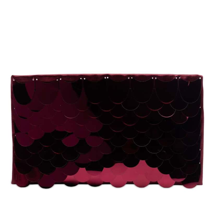 Prada Raso Paillettes Clutch Red Satin Very good condition - Front View