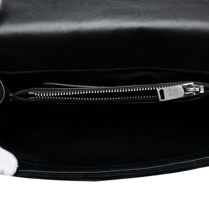 Saint Laurent Medium Chevron Suede Monogram Fringe College Satchel Black Leather Very good condition - Model View