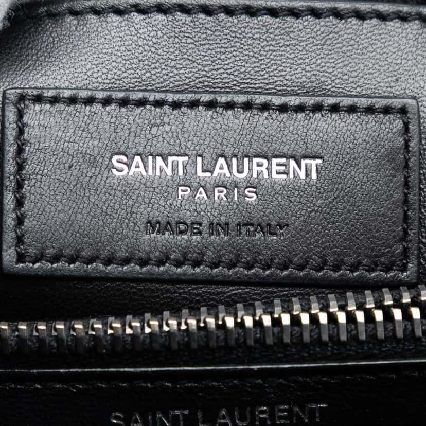 Saint Laurent Medium Chevron Suede Monogram Fringe College Satchel Black Leather Very good condition - Box View