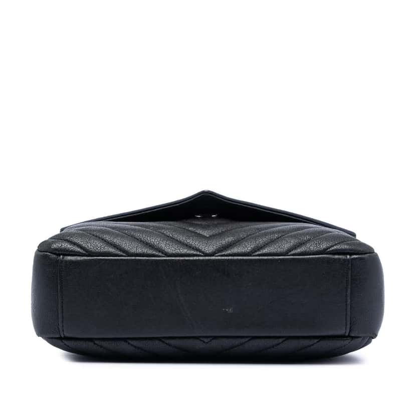 Saint Laurent Medium Chevron Sheepskin Monogram College Satchel Black Leather Very good condition - Inside View