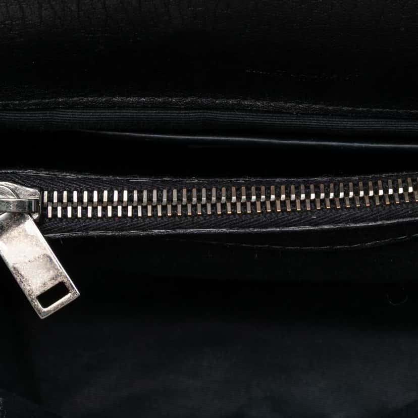 Saint Laurent Medium Chevron Sheepskin Monogram College Satchel Black Leather Very good condition - Model View