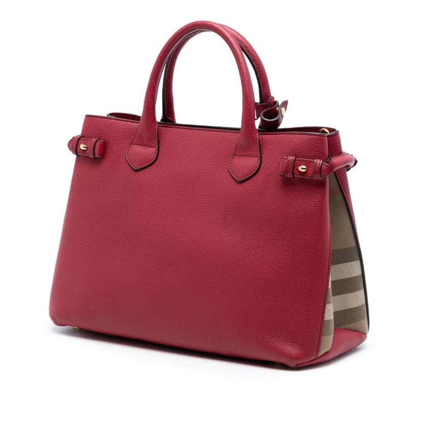 Burberry Medium Leather and House Check Banner Satchel Red Leather Very good condition - Back View