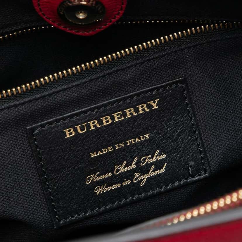 Burberry Medium Leather and House Check Banner Satchel Red Leather Very good condition - Box View