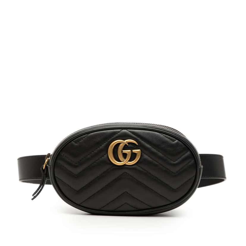 Gucci GG Marmont Matelasse Leather Belt Bag Black Leather Very good condition - Front View