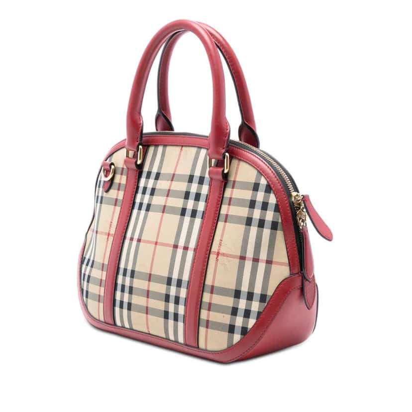 Burberry Small Haymarket Check Coated Canvas Orchard Bowling Bag Brown Canvas Very good condition - Back View
