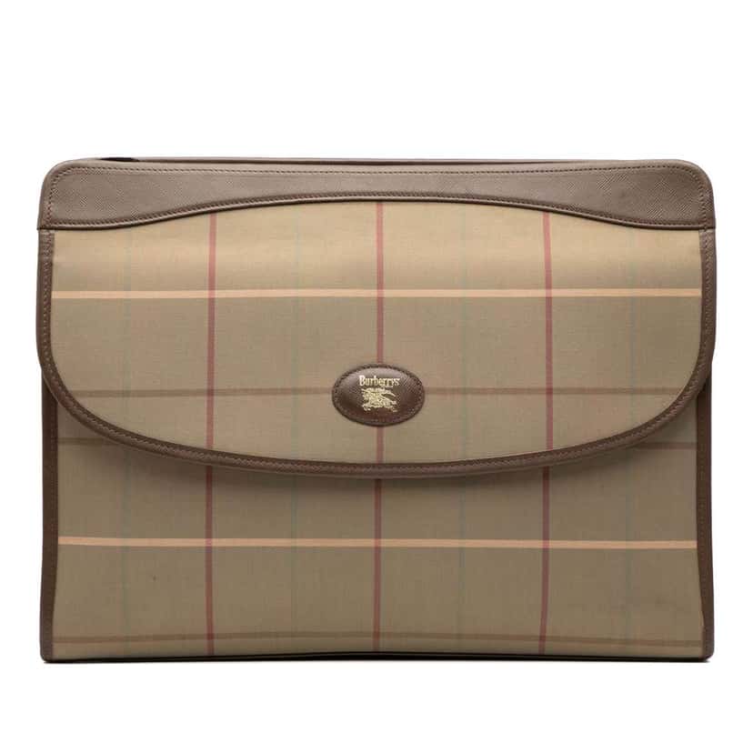 Burberry Vintage Check Canvas Clutch Brown Canvas Very good condition - Front View