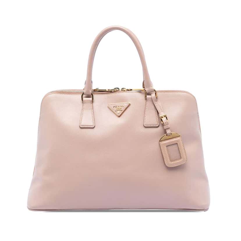 Prada Large Saffiano Lux Promenade Satchel Brown Leather Very good condition - Front View