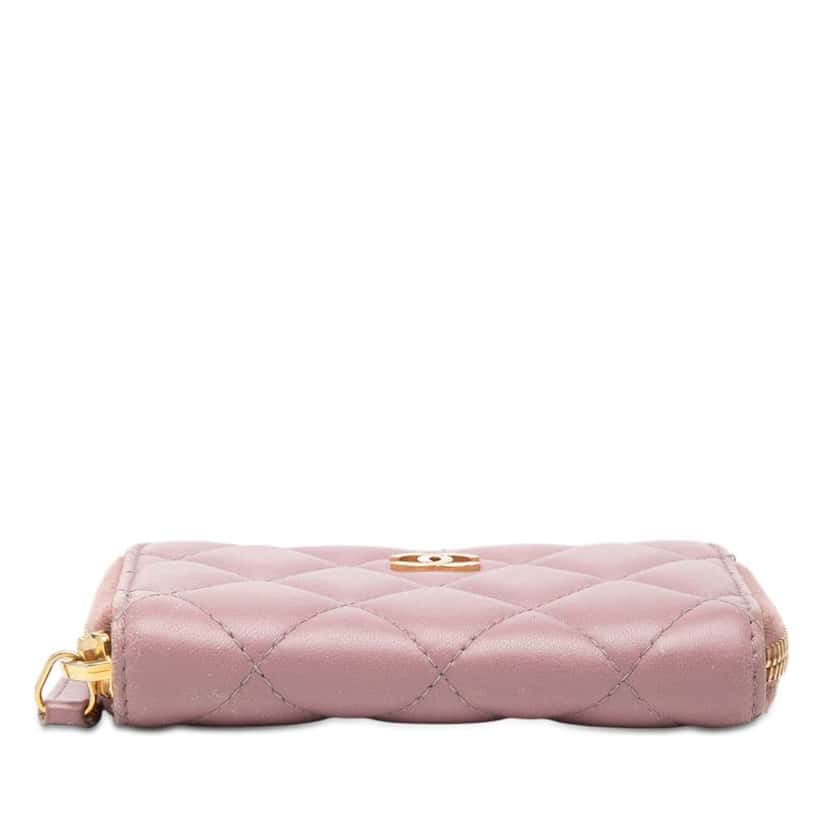 Chanel CC Quilted Lambskin Coin Pouch Pink Leather Very good condition - Inside View