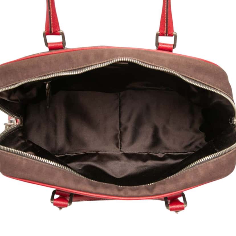 Prada Cinghiale Trimmed Canvas Canapa Bauletto Bag Brown Canvas Very good condition - Model View