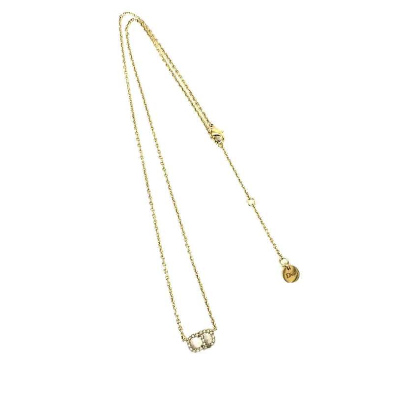 Dior Gold Plated Crystal Clair D Lune Necklace Gold Metal Very good condition - Front View