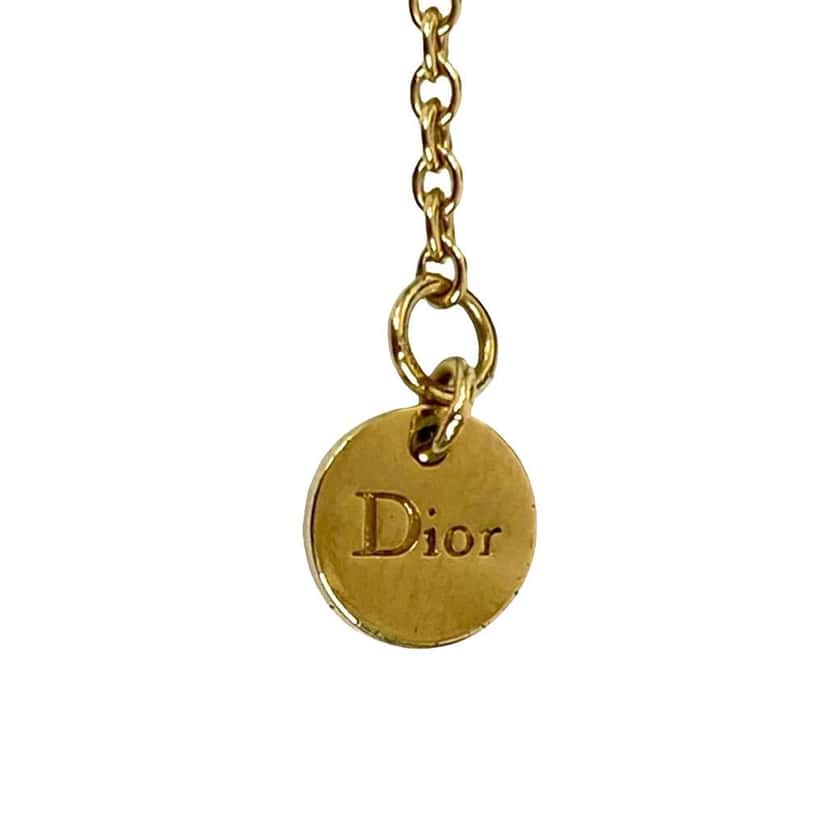 Dior Gold Plated Crystal Clair D Lune Necklace Gold Metal Very good condition - Back View