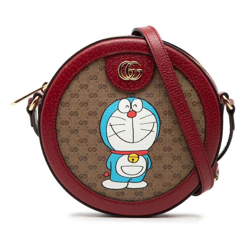 Gucci Micro GG Supreme Doraemon Round Crossbody Brown Canvas Very good condition - Front View