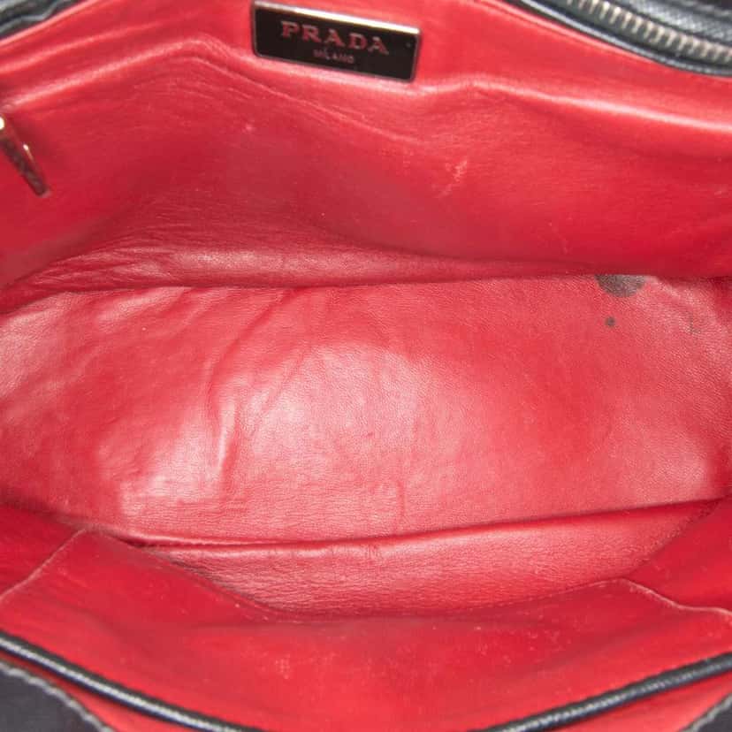 Prada Small Bicolor Saffiano Lux Galleria Double Zip Satchel Black Leather Very good condition - Model View