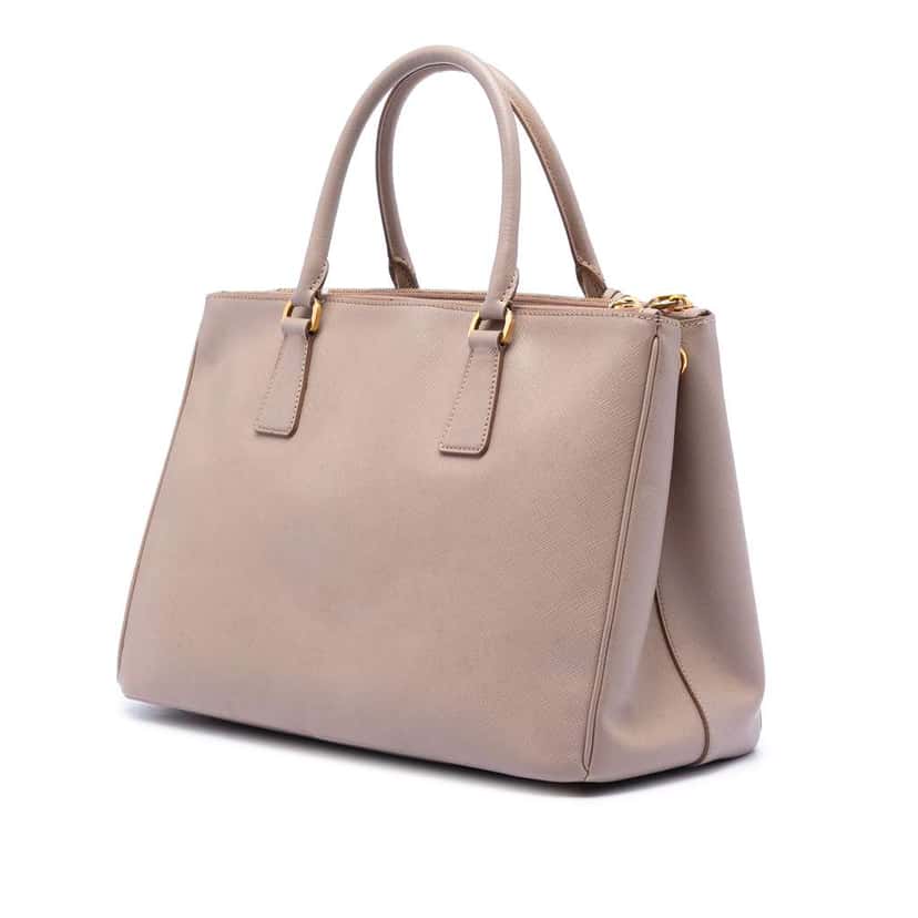 Prada Large Saffiano Lux Galleria Double Zip Tote Brown Leather Very good condition - Back View