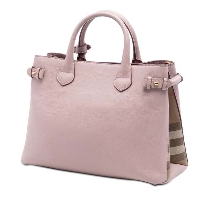 Burberry Medium Leather and House Check Banner Satchel Pink Leather Very good condition - Back View