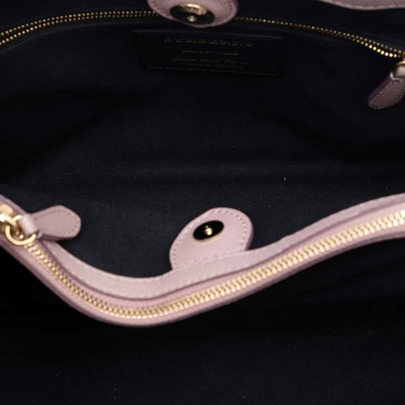 Burberry Medium Leather and House Check Banner Satchel Pink Leather Very good condition - Model View