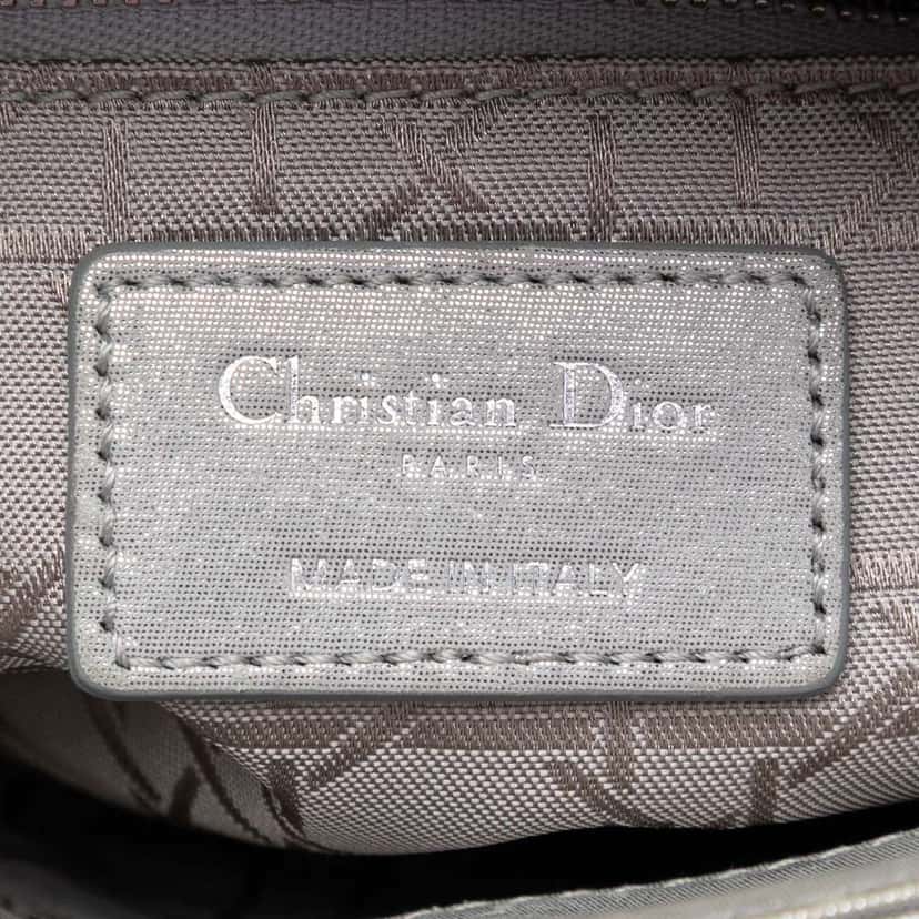 Dior Mini Iridescent Lambskin Cannage Lady Dior Silver Leather Very good condition - Box View