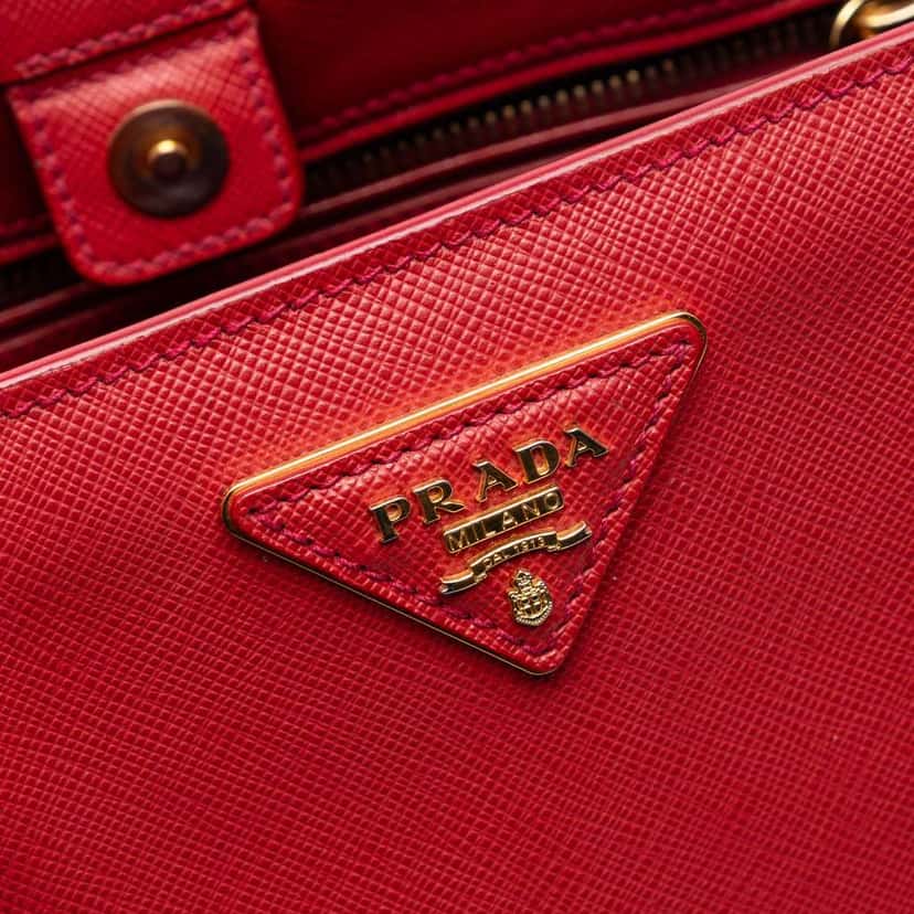Prada Medium Saffiano Lux Galleria Satchel Red Leather Good condition - Box View