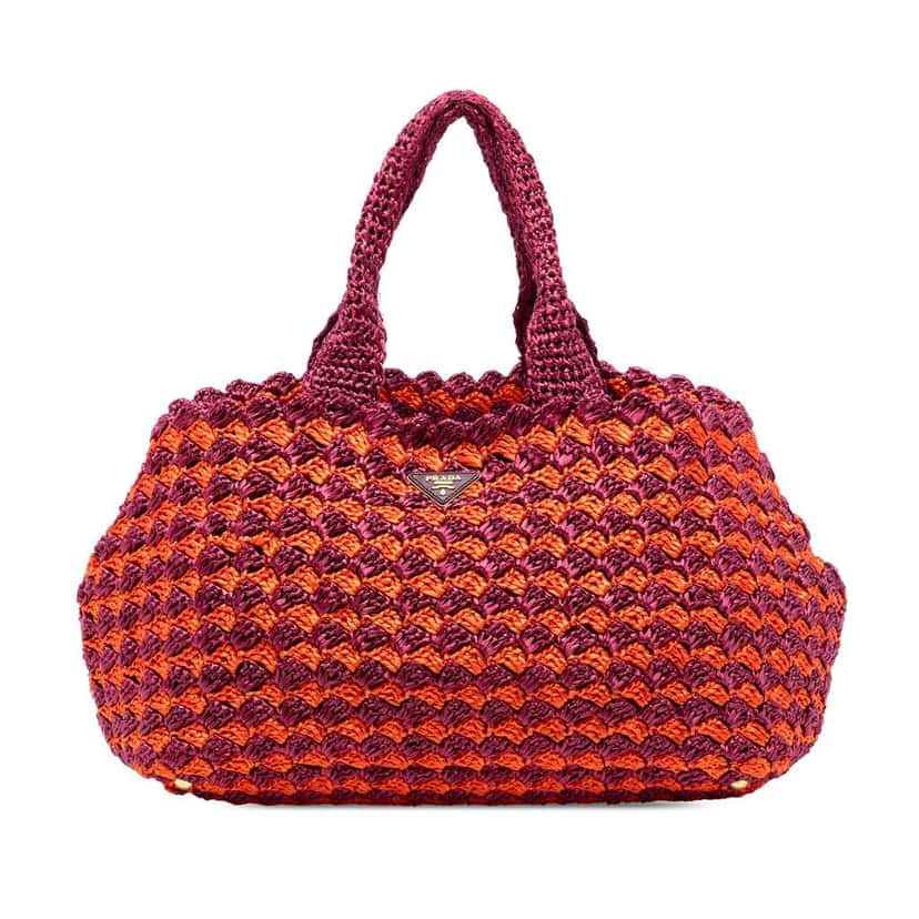 Prada Canapa Raffia Tote Orange Very good condition - Front View