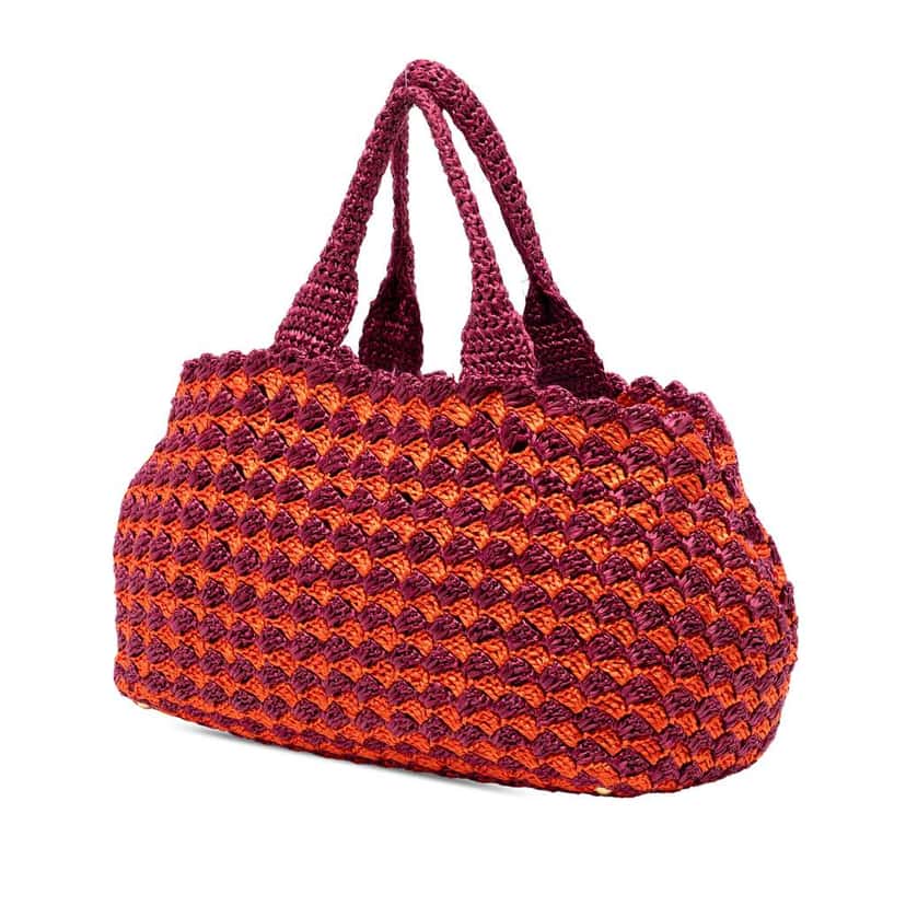 Prada Canapa Raffia Tote Orange Very good condition - Back View