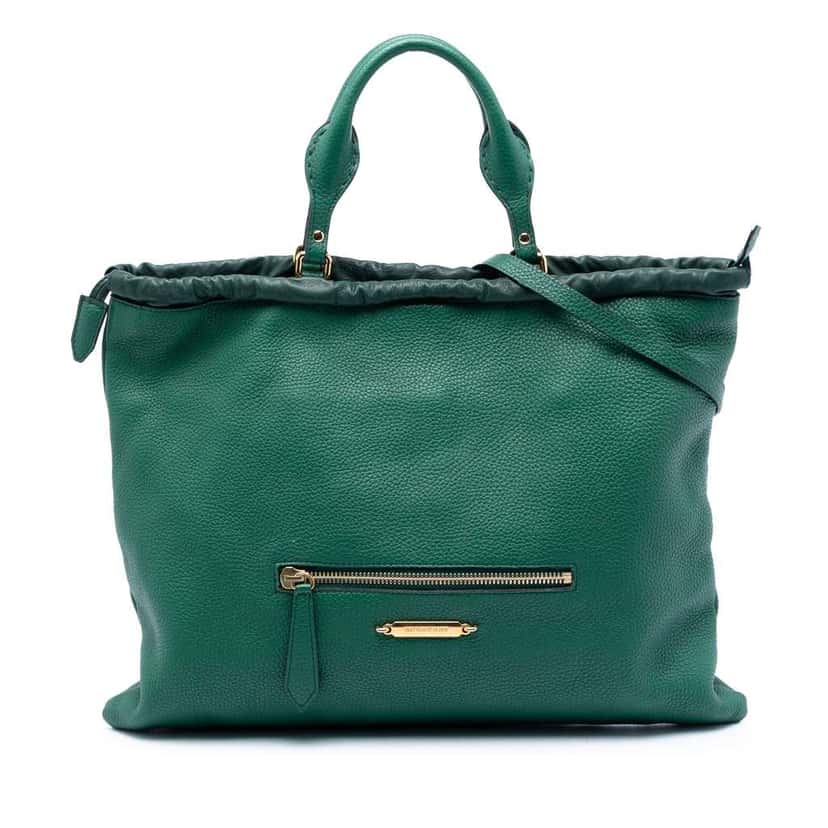 Burberry Leather Big Crush Convertible Tote Green Leather Very good condition - Front View