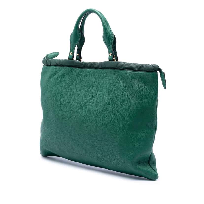 Burberry Leather Big Crush Convertible Tote Green Leather Very good condition - Back View