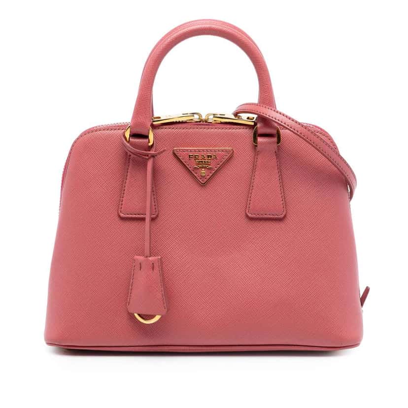 Prada Small Saffiano Lux Promenade Satchel Pink Leather Very good condition - Front View