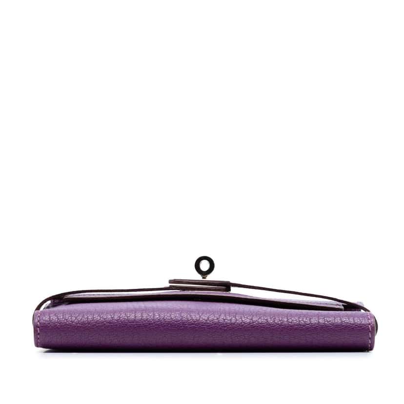 Hermès Medium Chevre Mysore Kelly Wallet Purple Leather Very good condition - Inside View