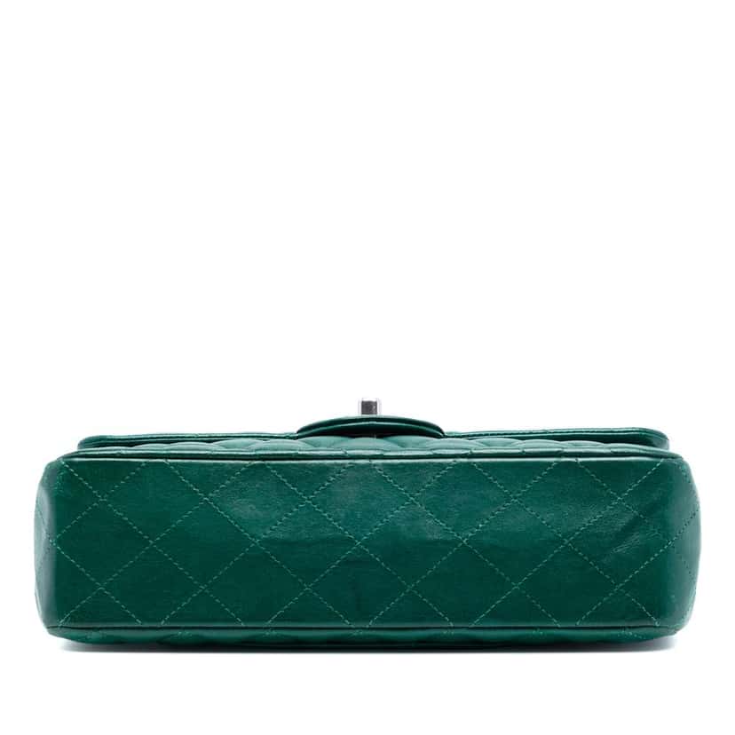 Chanel Small Classic Lambskin Double Flap Green Leather Very good condition - Inside View