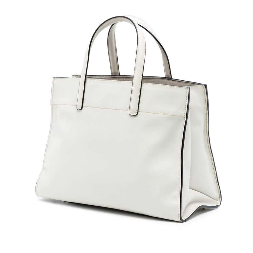 Prada Saffiano Soft Triple Pocket Tote White Leather Very good condition - Back View