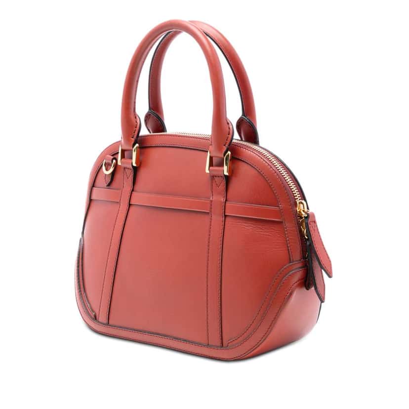 Burberry Small Calfskin Bridle Orchard Satchel Red Leather Very good condition - Back View