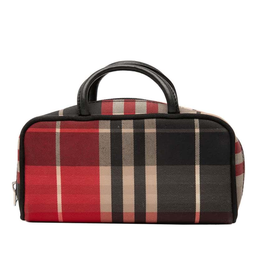 Burberry Mini Exploded Check Canvas Handbag Red Canvas Very good condition - Front View