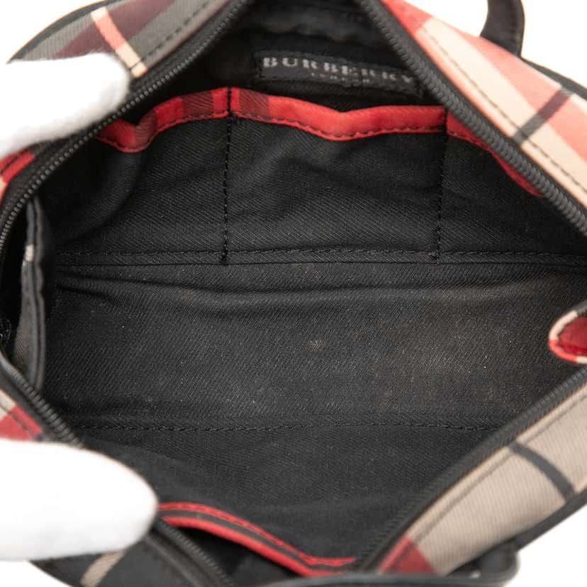 Burberry Mini Exploded Check Canvas Handbag Red Canvas Very good condition - Model View
