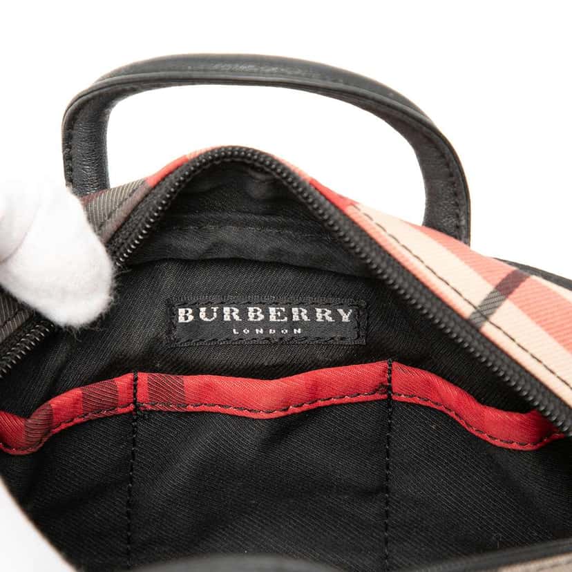 Burberry Mini Exploded Check Canvas Handbag Red Canvas Very good condition - Box View