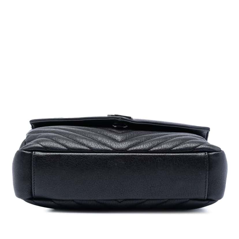 Saint Laurent Medium Chevron Sheepskin Monogram College Satchel Black Leather Very good condition - Inside View