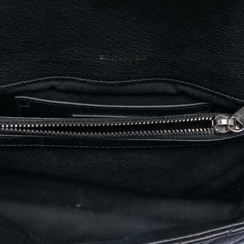 Saint Laurent Medium Chevron Sheepskin Monogram College Satchel Black Leather Very good condition - Model View