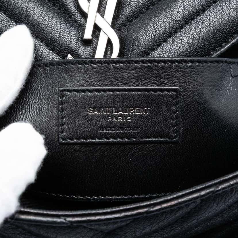 Saint Laurent Medium Chevron Sheepskin Monogram College Satchel Black Leather Very good condition - Box View
