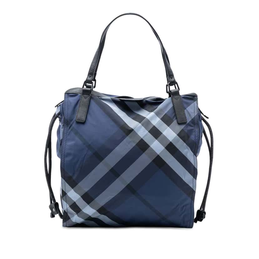 Burberry Supernova Check Nylon Buckleigh Tote Blue Very good condition - Front View