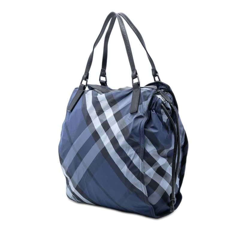 Burberry Supernova Check Nylon Buckleigh Tote Blue Very good condition - Back View
