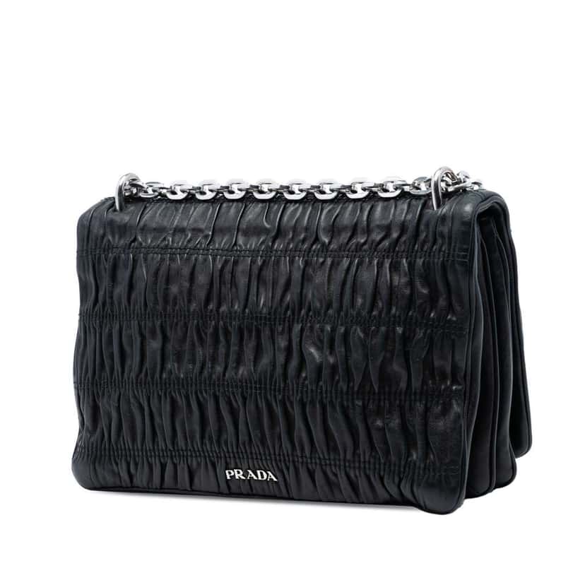 Prada Nappa Gaufre Shoulder Bag Black Leather Very good condition - Back View