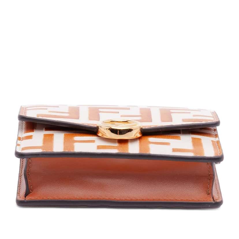 Fendi Small Bicolor FF 1974 Embossed Soft Calfskin F Is Fendi Chain Wallet White Leather Very good condition - Inside View