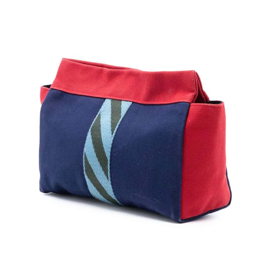 Hermès Canvas Jimetou Jumping Case Blue Canvas Good condition - Back View