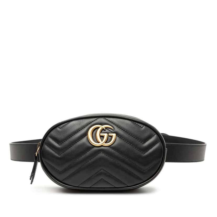 Gucci GG Marmont Matelasse Leather Belt Bag Black Leather Very good condition - Front View