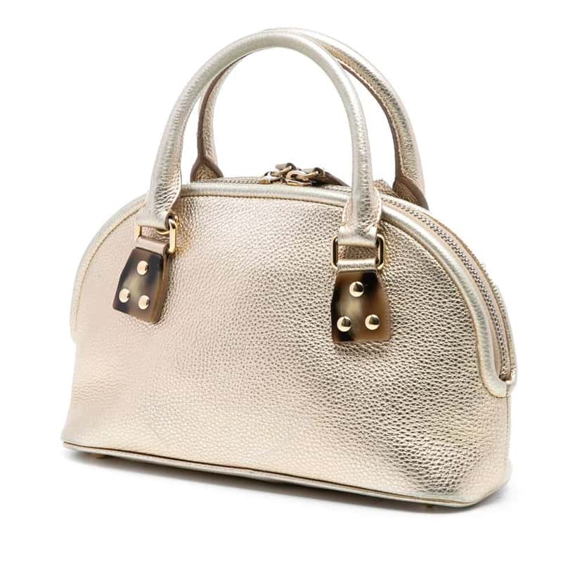 Burberry Small Grained Calfskin Bloomsbury Top Handle Bag Gold Leather Very good condition - Back View