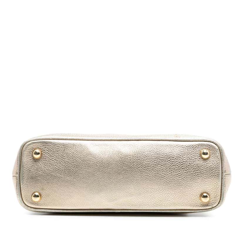 Burberry Small Grained Calfskin Bloomsbury Top Handle Bag Gold Leather Very good condition - Inside View