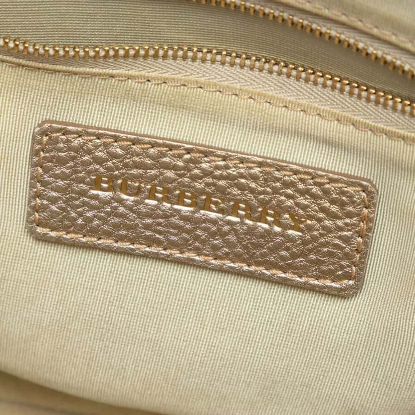 Burberry Small Grained Calfskin Bloomsbury Top Handle Bag Gold Leather Very good condition - Box View
