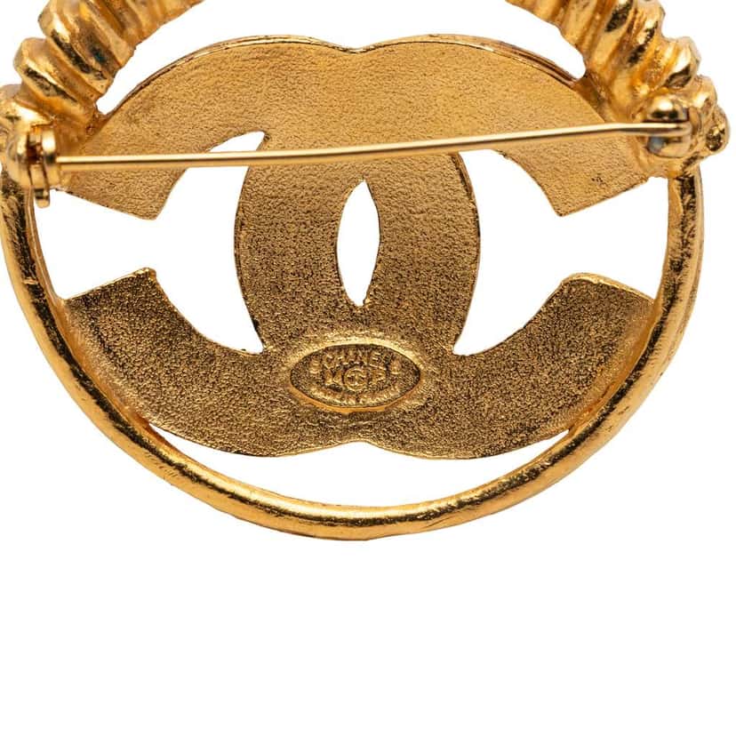 Chanel Gold Plated CC Spring Round Brooch Gold Metal Good condition - Inside View
