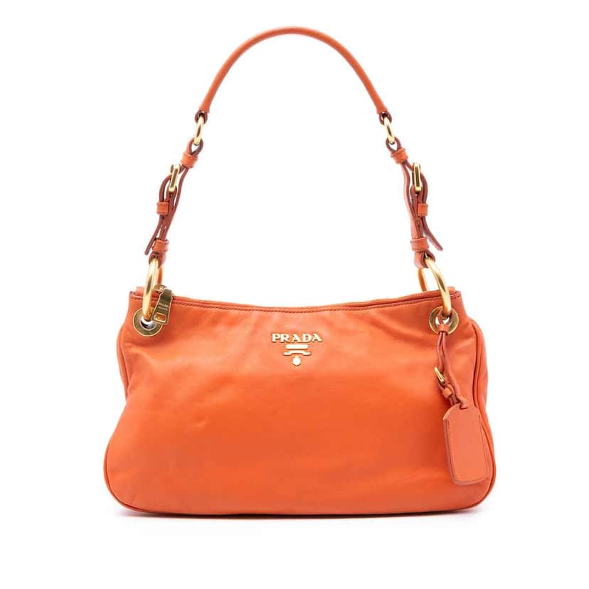 Prada Vitello Phenix Shoulder Bag Orange Leather Good condition - Front View