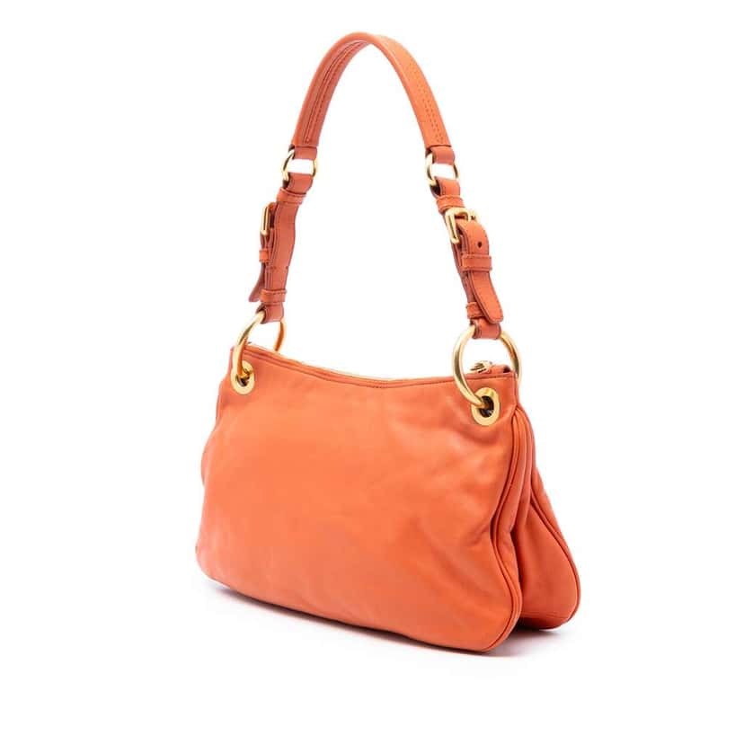 Prada Vitello Phenix Shoulder Bag Orange Leather Good condition - Back View